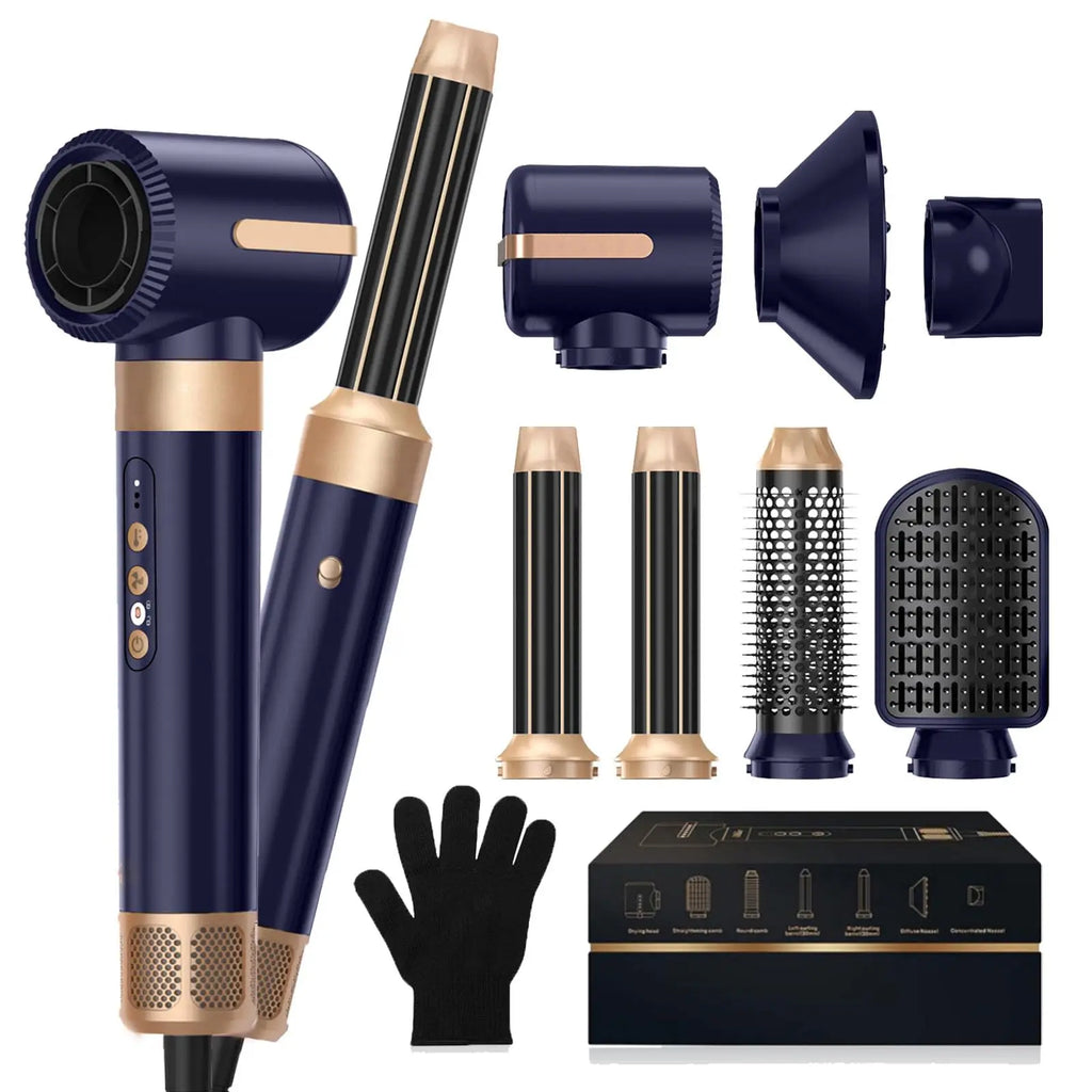Brosse Soufflante 7 en 1 UKLISS – Sèche-cheveux Moteur Brushless Haute Vitesse, Ionique, Diffuseur & Bigoudi Automatique