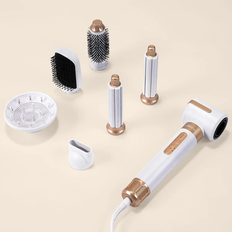 Brosse Soufflante 7 en 1 UKLISS – Sèche-cheveux Moteur Brushless Haute Vitesse, Ionique, Diffuseur & Bigoudi Automatique