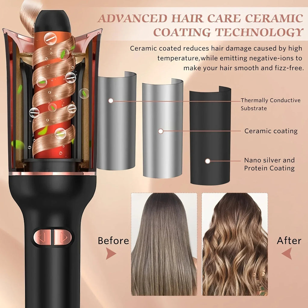 TINSOL Professional curling irons Ceramic auto-rotating air curling irons Air spinning rod styler Curling irons Styling tools