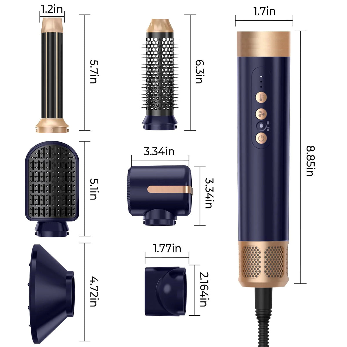 Brosse Soufflante 7 en 1 UKLISS – Sèche-cheveux Moteur Brushless Haute Vitesse, Ionique, Diffuseur & Bigoudi Automatique